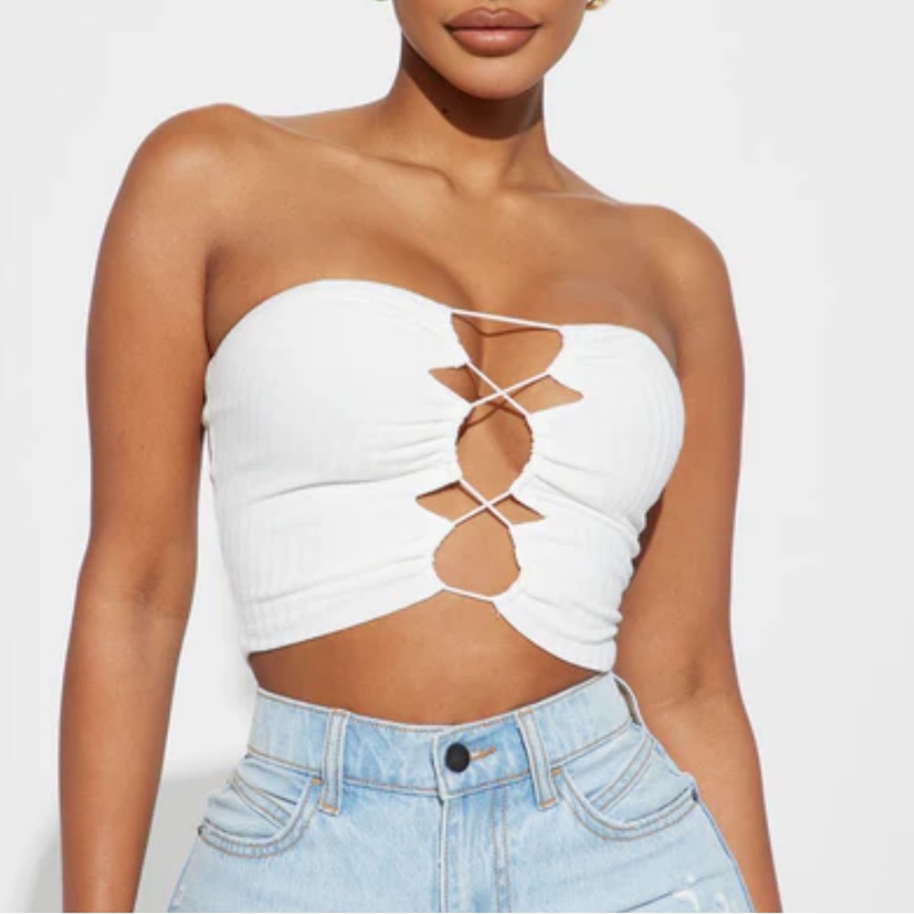 White Lace-Up Crop Top